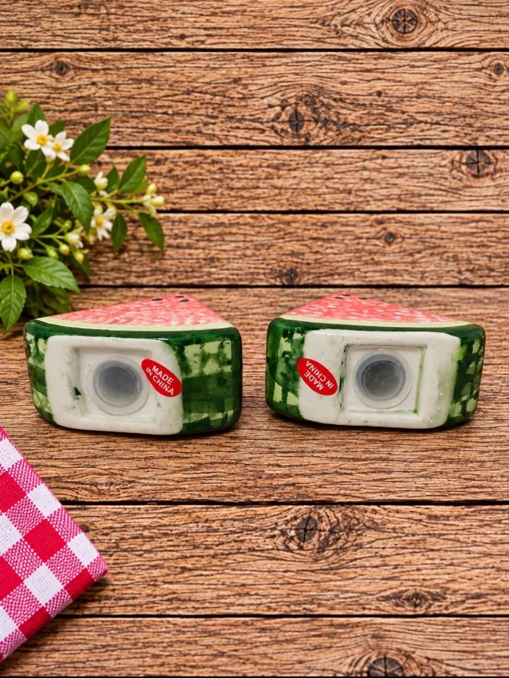 BKLYN Steel Co. 2-Piece Ceramic Watermelon Salt & Pepper Shaker Set NIB